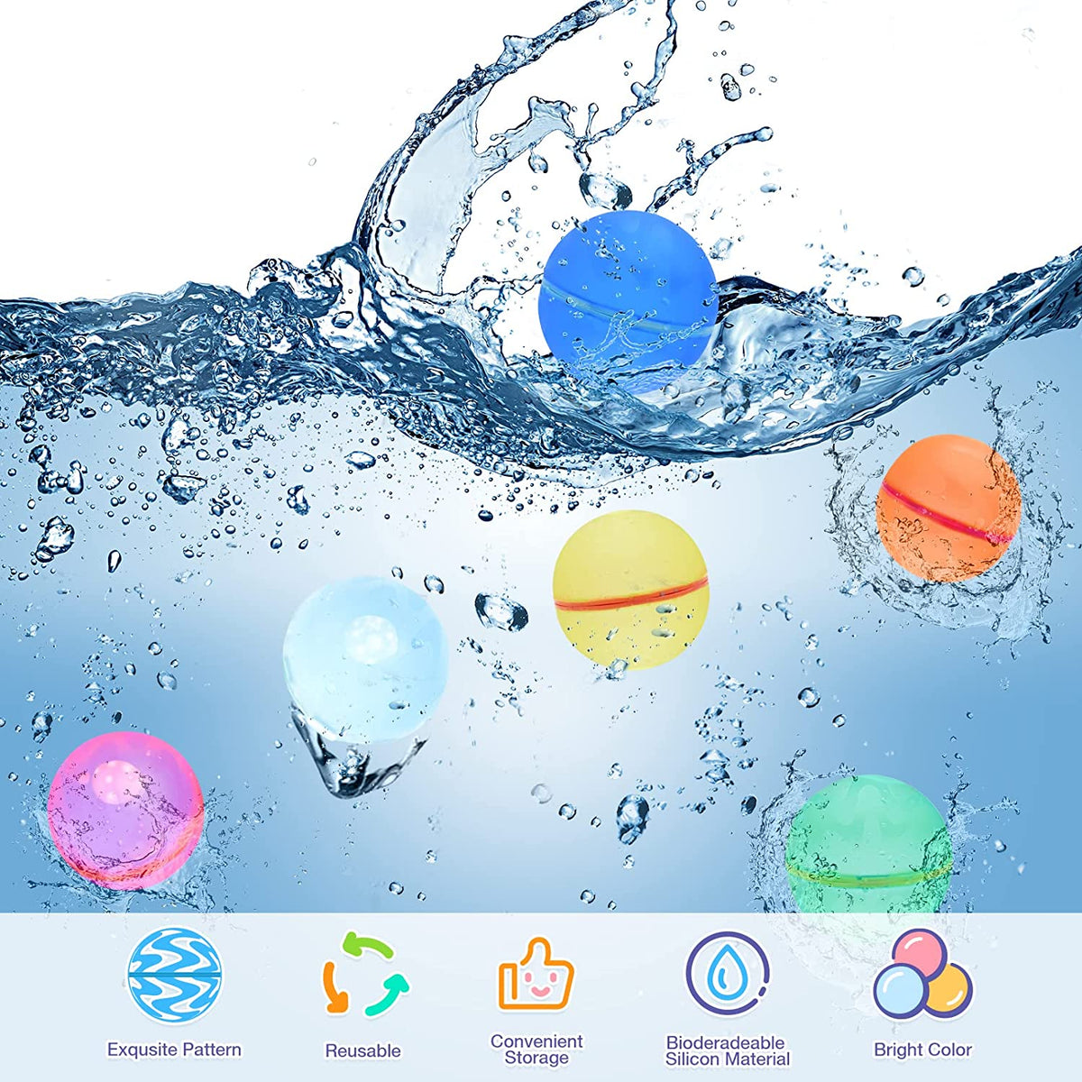 Reusable Water Balloons (12 Pack) – Quick Self-Sealing Magnetic Splash Balls