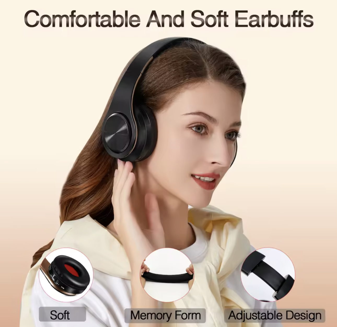 Wireless Bluetooth Over-Ear Headphones – High-Fidelity Stereo Headset with Built-in Mic