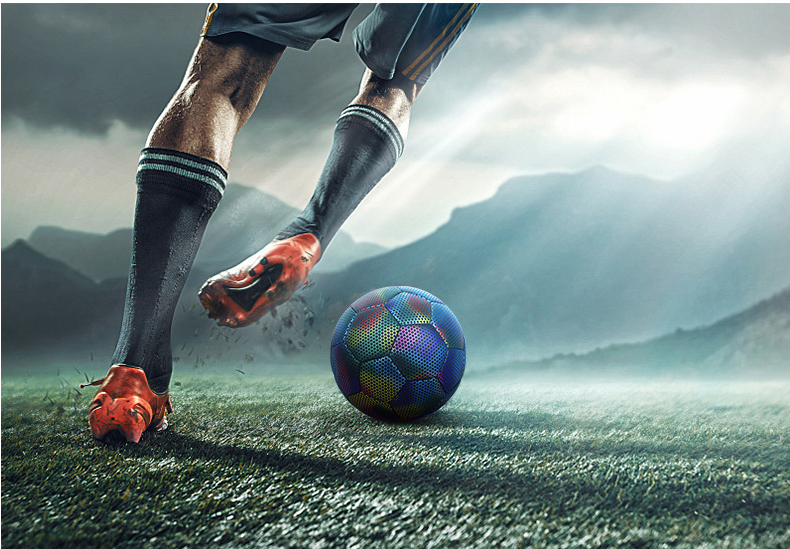 Reflective Glowing Football – Holographic Light-Up Night Training Soccer Ball
