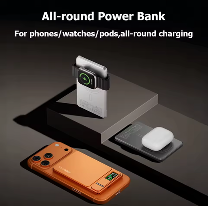 10000mAh/5000mAh Ultra-Slim Magnetic Power Bank – 3-in-1 Wireless & 20W PD Fast Charger