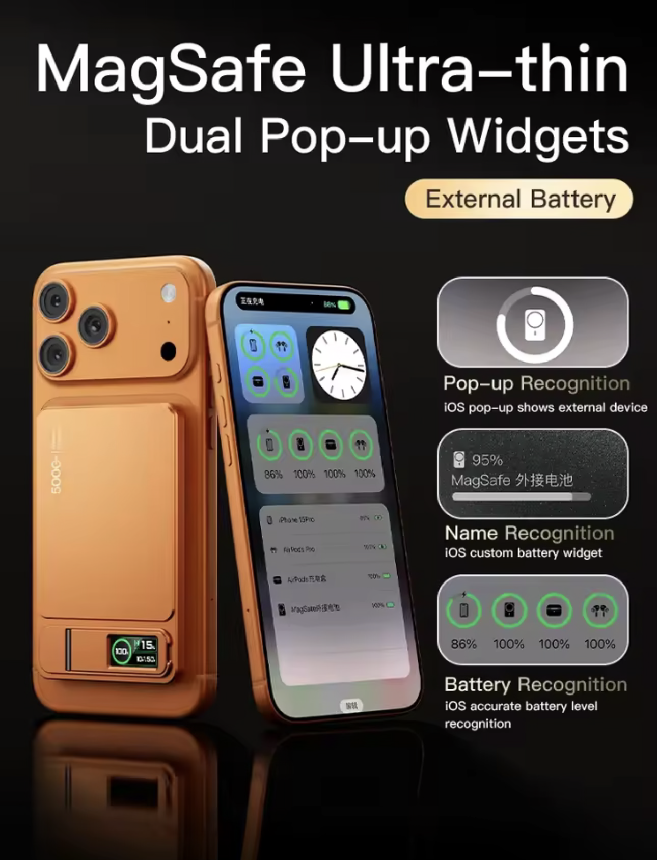 10000mAh/5000mAh Ultra-Slim Magnetic Power Bank – 3-in-1 Wireless & 20W PD Fast Charger