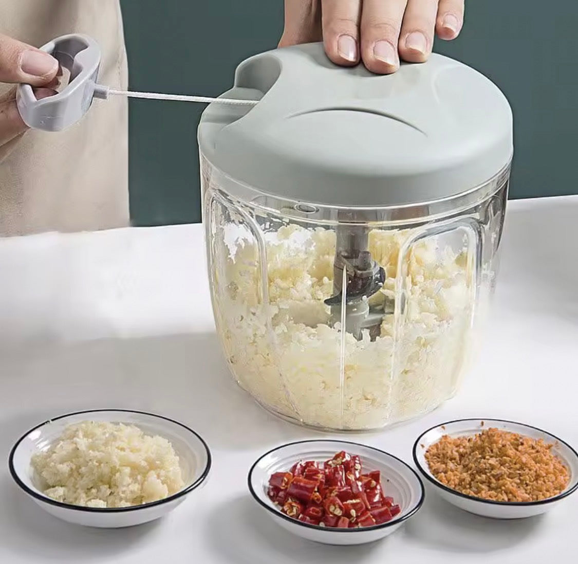 Manual Food Chopper | Multi-Blade Hand Processor & Blender