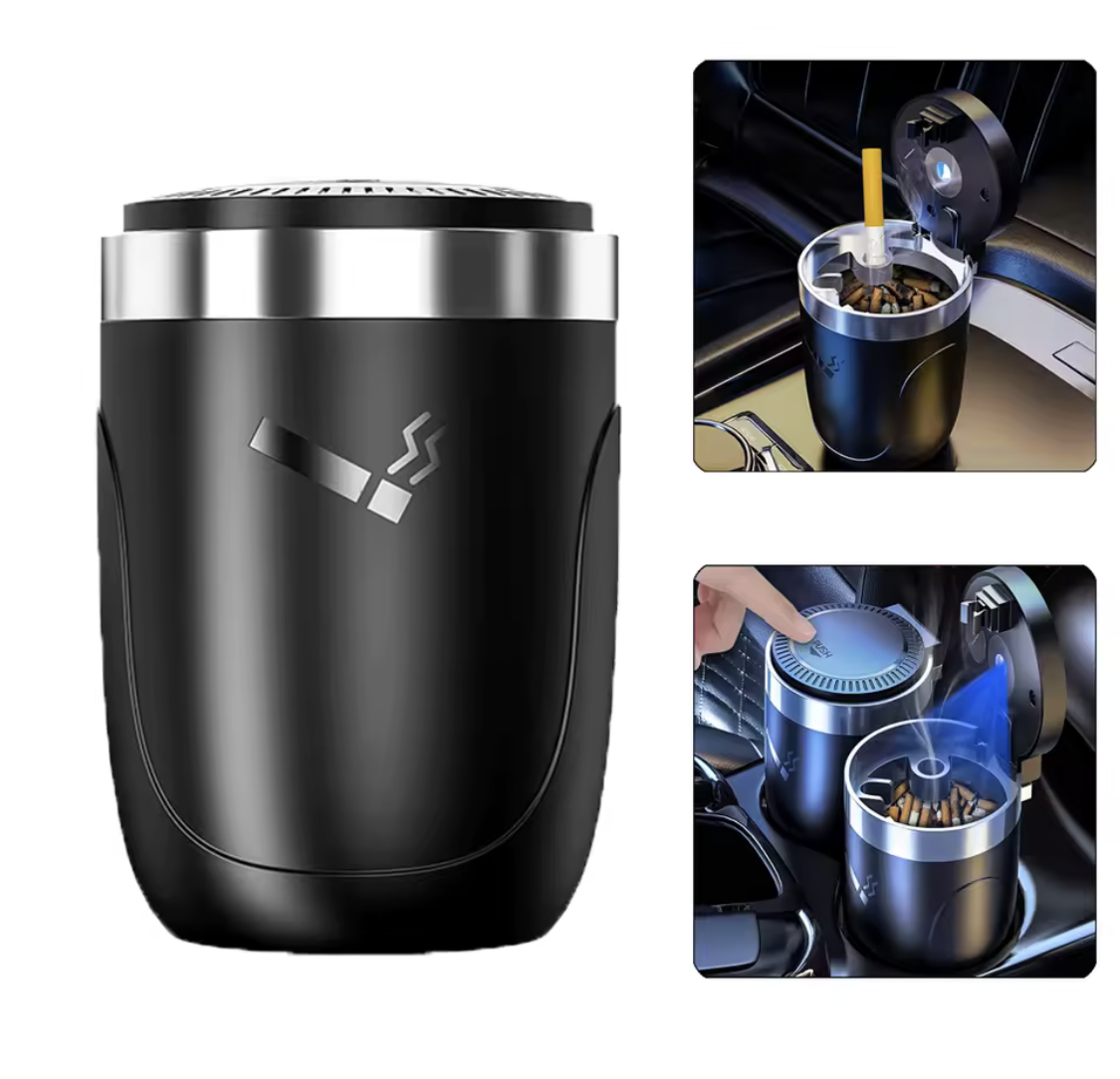 Universal Alloy Car Ashtray | Built-In LED & Smokeless Seal