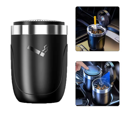 Universal Alloy Car Ashtray | Built-In LED & Smokeless Seal