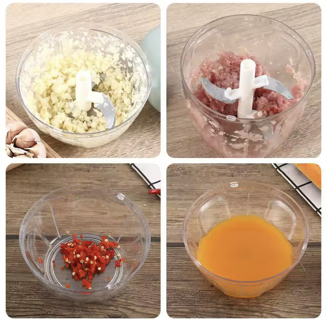 Manual Food Chopper | Multi-Blade Hand Processor & Blender