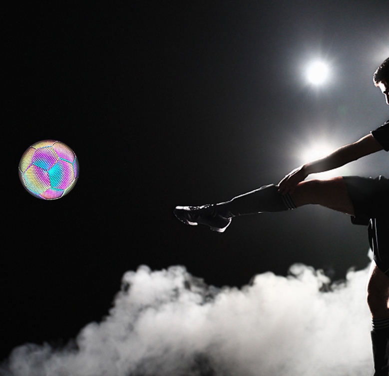 Reflective Glowing Football – Holographic Light-Up Night Training Soccer Ball