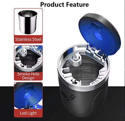 Universal Alloy Car Ashtray | Built-In LED & Smokeless Seal