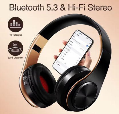 Wireless Bluetooth Over-Ear Headphones – High-Fidelity Stereo Headset with Built-in Mic