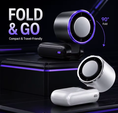 Ice Cooling Portable Fan With Neck Strap – 5-Speed Turbo Wind & Foldable Hands-Free Cooling Fan