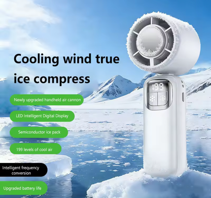 Handheld Ultra-Cooling Turbo Jet Fan – 100 Speed Stepless Control & Fast Chill Ice Compress