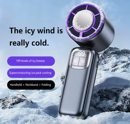 Handheld Ultra-Cooling Turbo Jet Fan – 100 Speed Stepless Control & Fast Chill Ice Compress