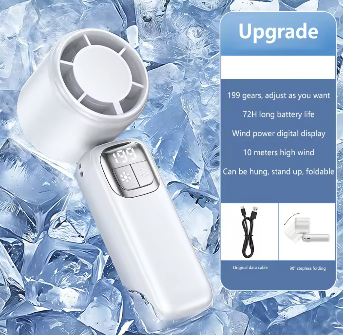 Handheld Ultra-Cooling Turbo Jet Fan – 100 Speed Stepless Control & Fast Chill Ice Compress