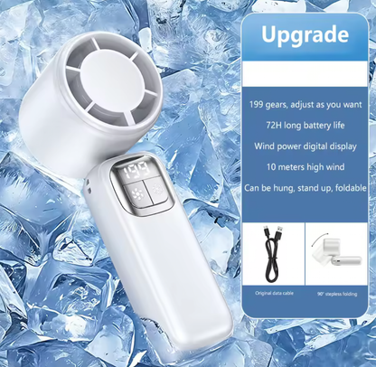 Handheld Ultra-Cooling Turbo Jet Fan – 100 Speed Stepless Control & Fast Chill Ice Compress