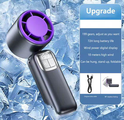 Handheld Ultra-Cooling Turbo Jet Fan – 100 Speed Stepless Control & Fast Chill Ice Compress
