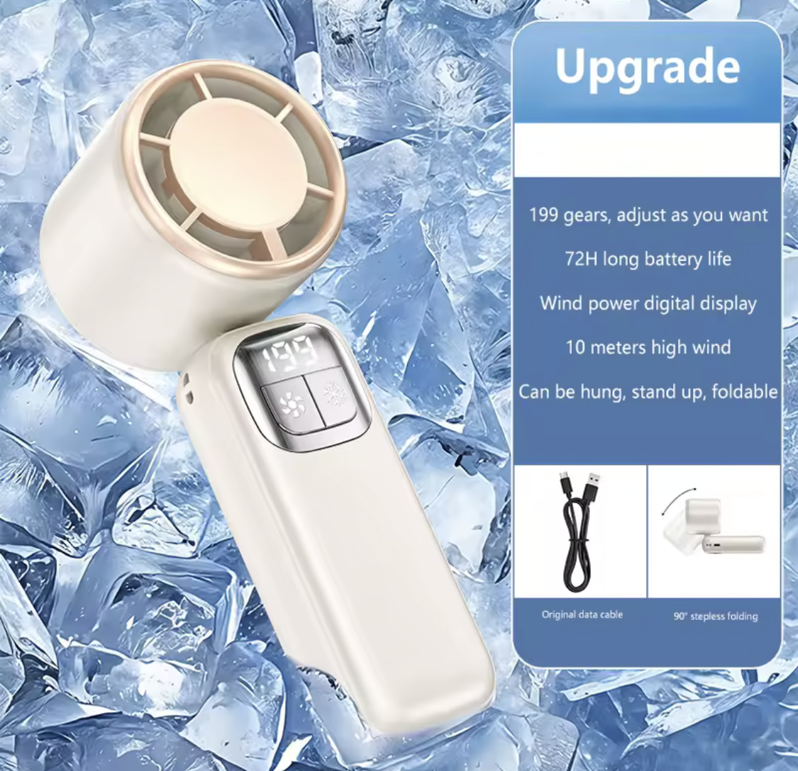Handheld Ultra-Cooling Turbo Jet Fan – 100 Speed Stepless Control & Fast Chill Ice Compress