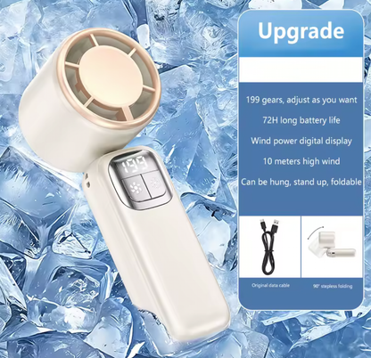 Handheld Ultra-Cooling Turbo Jet Fan – 100 Speed Stepless Control & Fast Chill Ice Compress