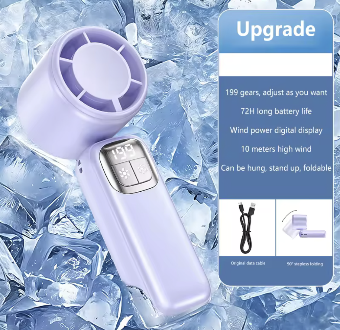 Handheld Ultra-Cooling Turbo Jet Fan – 100 Speed Stepless Control & Fast Chill Ice Compress