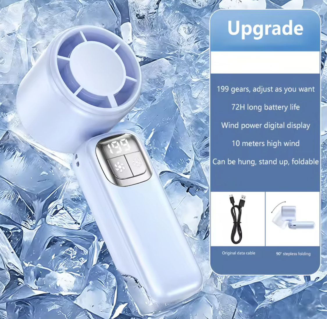 Handheld Ultra-Cooling Turbo Jet Fan – 100 Speed Stepless Control & Fast Chill Ice Compress