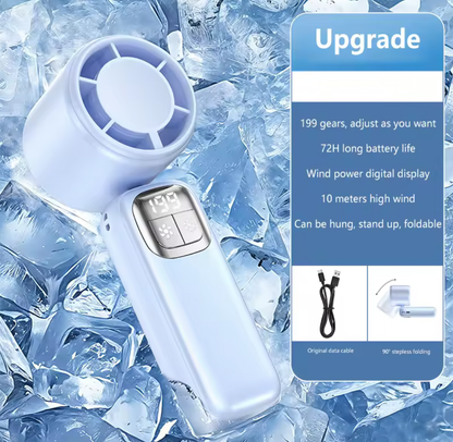 Handheld Ultra-Cooling Turbo Jet Fan – 100 Speed Stepless Control & Fast Chill Ice Compress