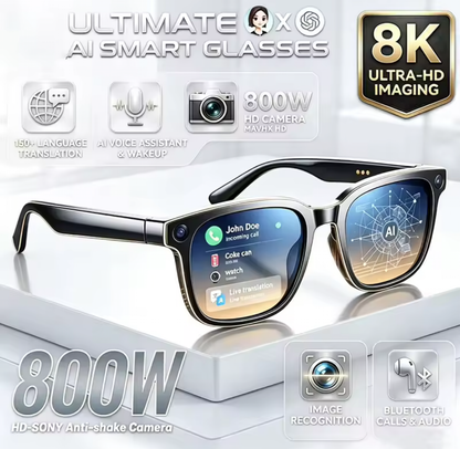 AI Smart Glasses – 8K HD Camera, Real-Time Translation & Sports Video Sunglasses