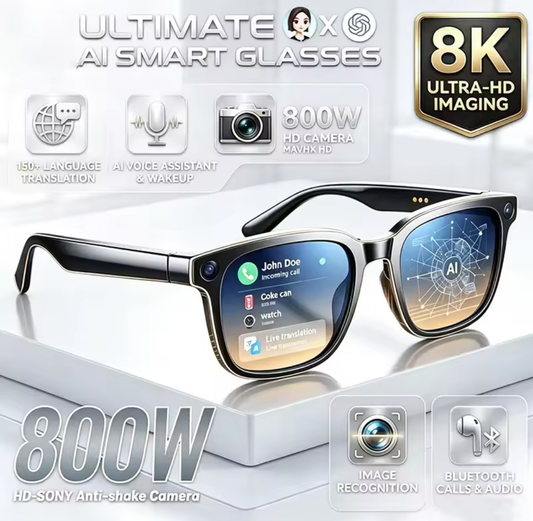 AI Smart Glasses – 8K HD Camera, Real-Time Translation & Sports Video Sunglasses