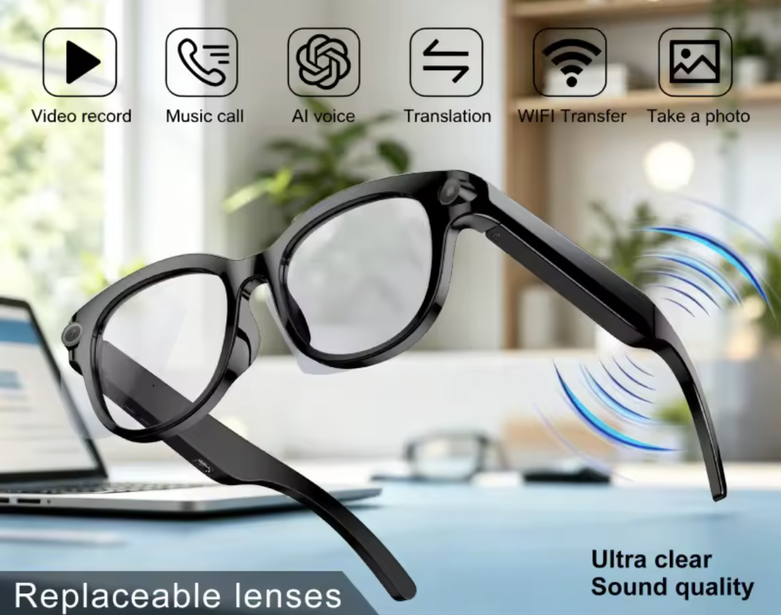 AI Smart Glasses – 8K HD Camera, Real-Time Translation & Sports Video Sunglasses
