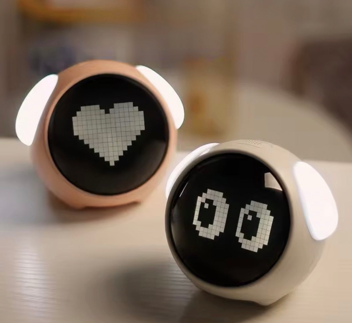 Cute Expression Digital Alarm Clock – Smart Voice Control & LED Night Light