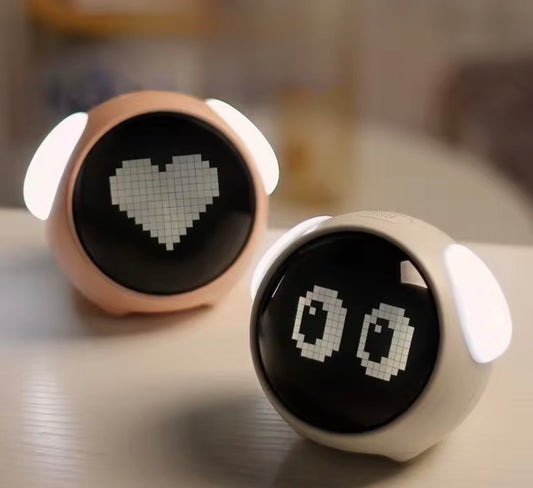 Cute Expression Digital Alarm Clock – Smart Voice Control & LED Night Light