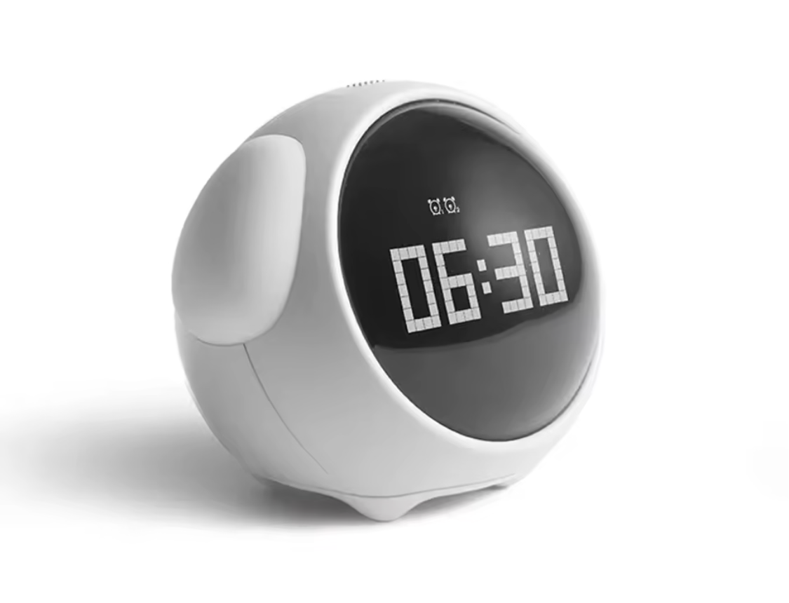 Cute Expression Digital Alarm Clock – Smart Voice Control & LED Night Light