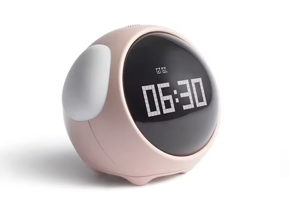 Cute Expression Digital Alarm Clock – Smart Voice Control & LED Night Light