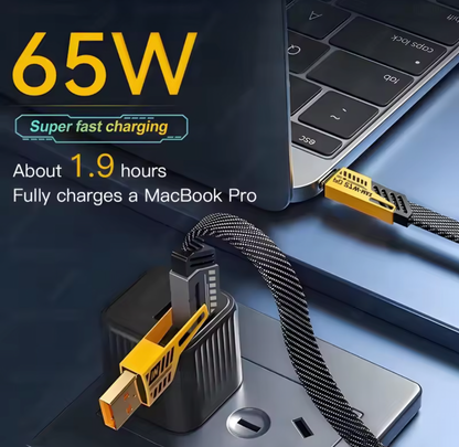 4-in-1 Type-C to Type-C 65W Mecha Style Fast Charging Cable – Universal Multi-Connector Cable