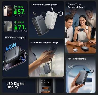Vention 45W 20000mAh Fast Charging Power Bank – Portable External Battery Charger