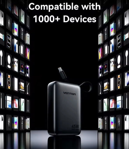 Vention 45W 20000mAh Fast Charging Power Bank – Portable External Battery Charger