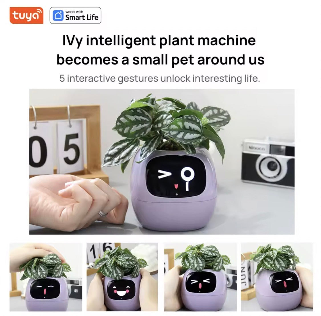 Gen 1 Ivy Smart Planter – Interactive AI Plant Pot with 49+ Rich Expressions & 7 Smart Sensors
