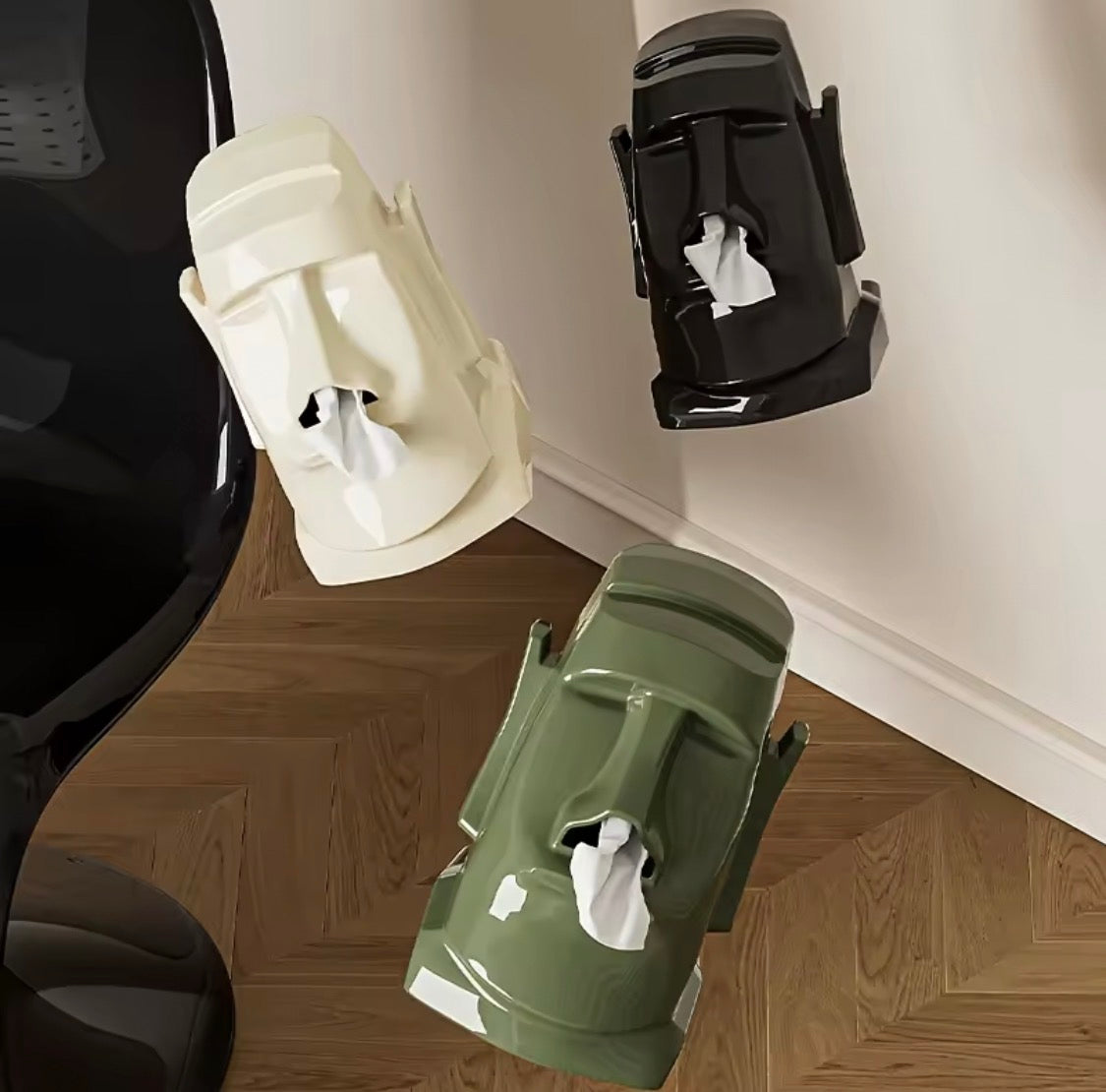 Creative Stone Figure Tissue Box – Funny Moai Statue Paper Towel Holder