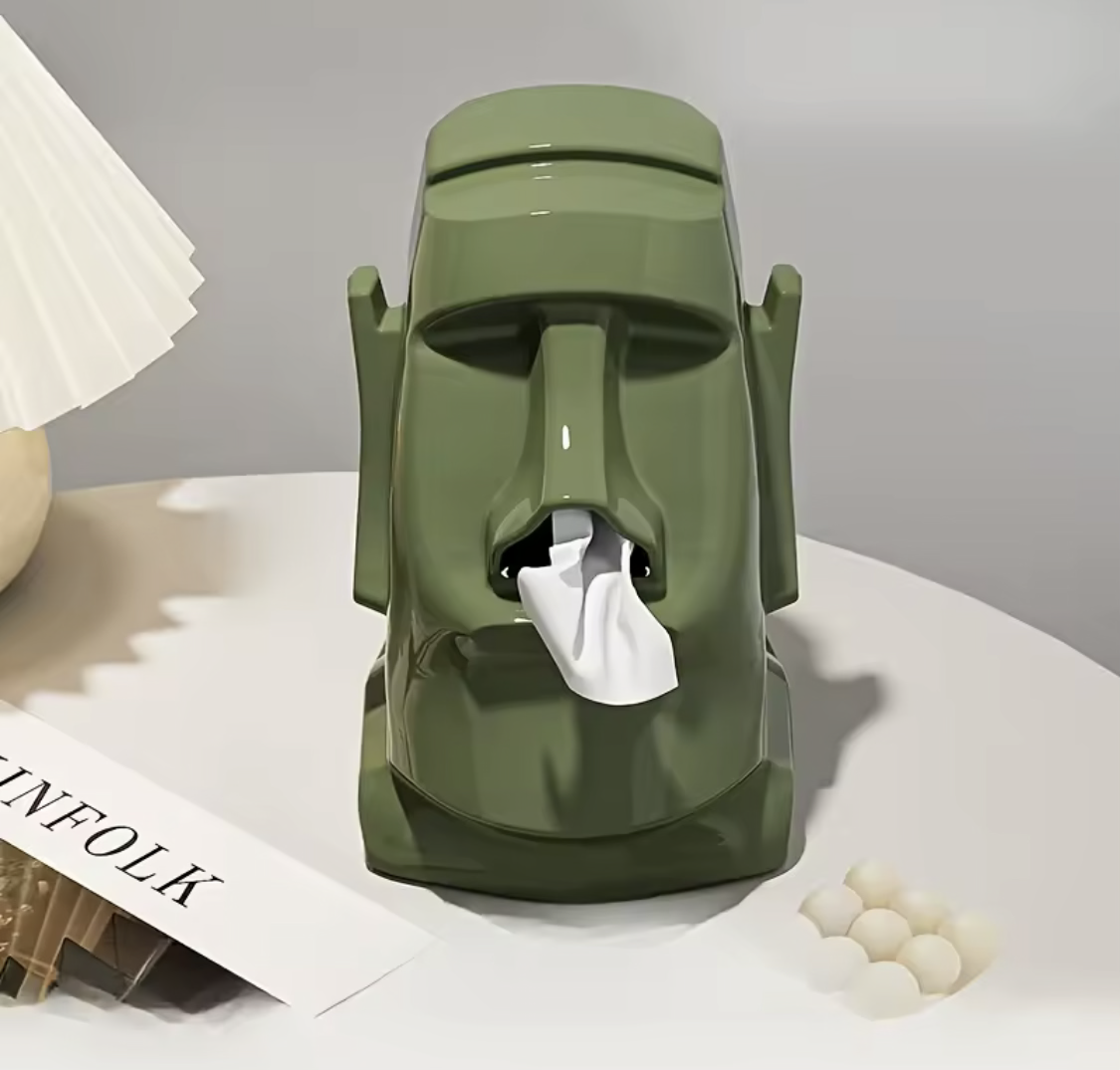 Creative Stone Figure Tissue Box – Funny Moai Statue Paper Towel Holder