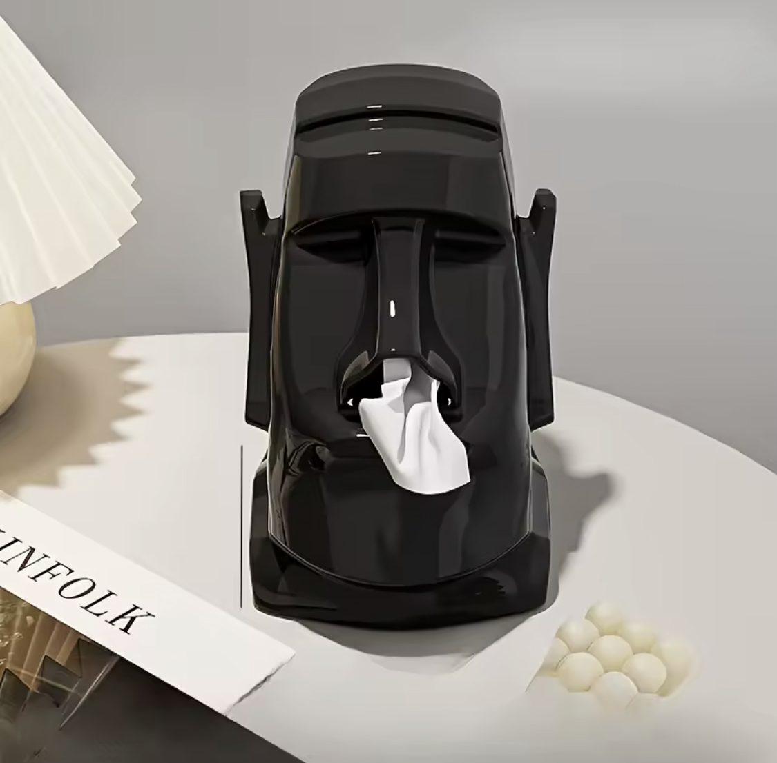 Creative Stone Figure Tissue Box – Funny Moai Statue Paper Towel Holder