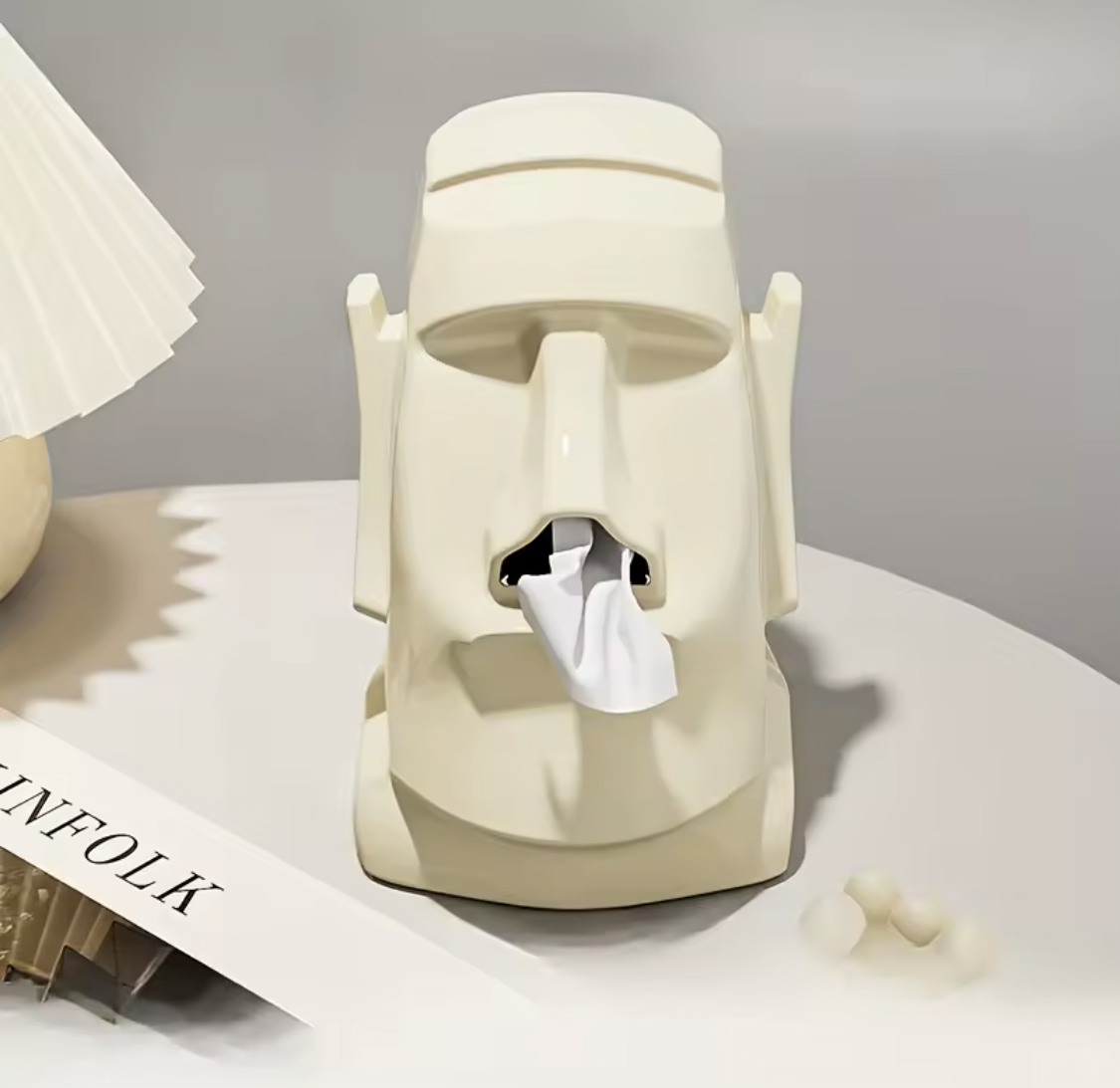 Creative Stone Figure Tissue Box – Funny Moai Statue Paper Towel Holder