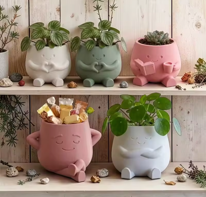 Unique Sitting Face Flower Vase – Cute Head Planter for Succulents & Small Plants