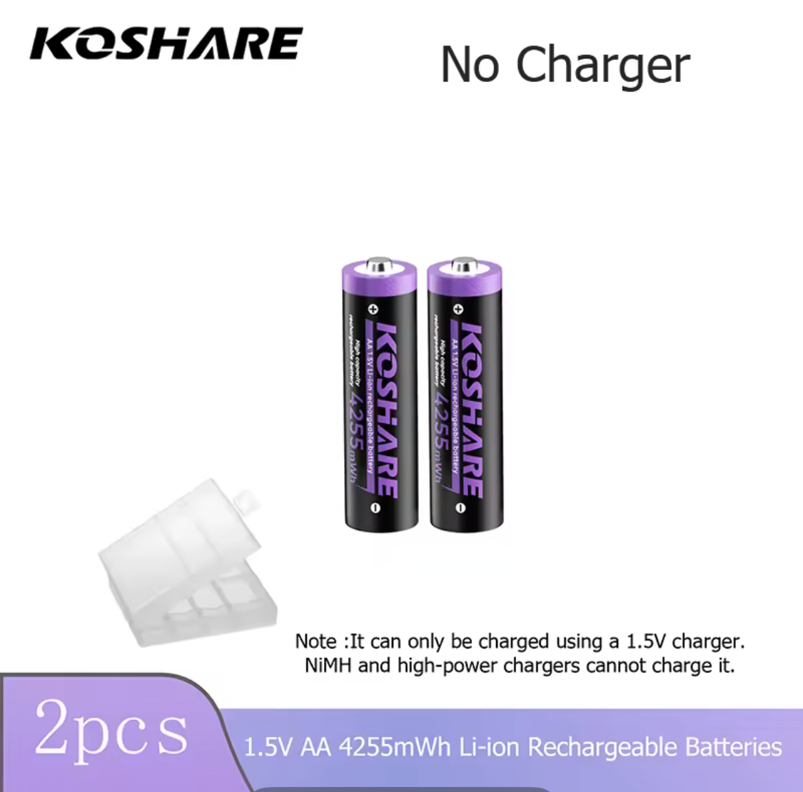 KOSHARE 1.5V AA 4255mWh Rechargeable Lithium Batteries with 8/12-Slot LED Smart Charging Box Set
