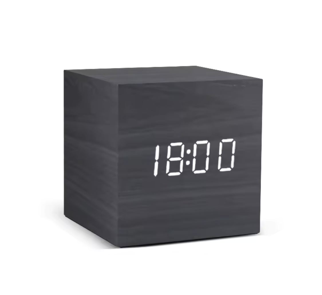 LED Wooden Voice Control Digital Alarm Clock – Modern Minimalist Desktop Clock with Temperature Display