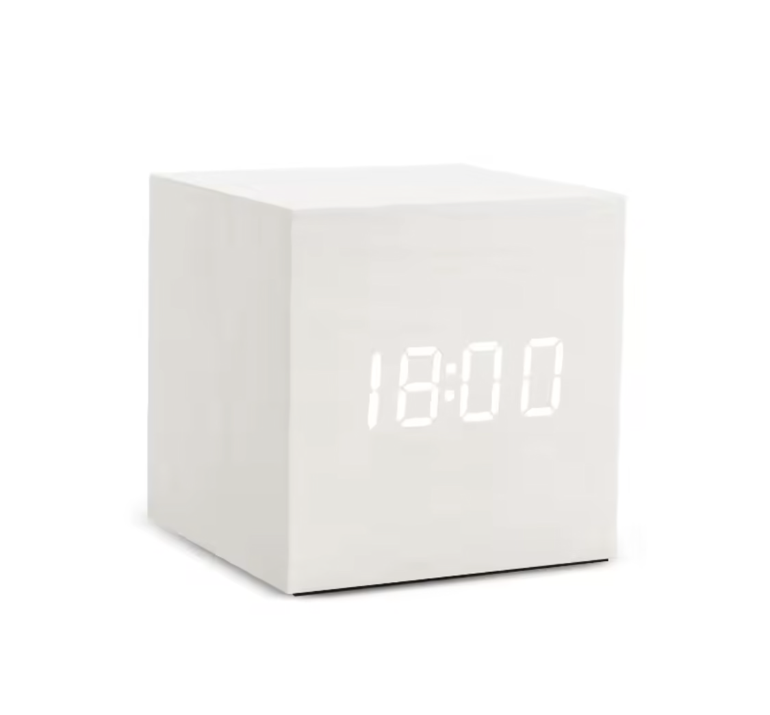 LED Wooden Voice Control Digital Alarm Clock – Modern Minimalist Desktop Clock with Temperature Display