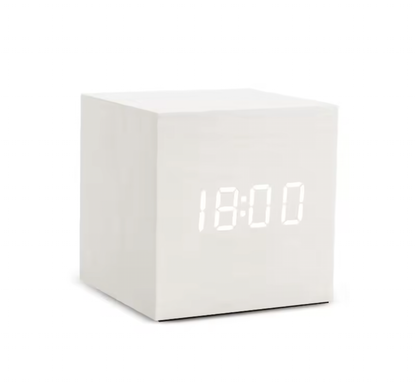 LED Wooden Voice Control Digital Alarm Clock – Modern Minimalist Desktop Clock with Temperature Display