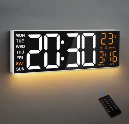 Large Size LED Wall Clock – 8 RGB Color Modes, Night Light, Dual Alarms & Countdown Timer