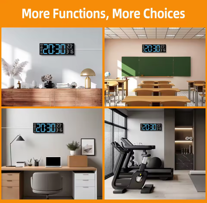 Large Size LED Wall Clock – 8 RGB Color Modes, Night Light, Dual Alarms & Countdown Timer